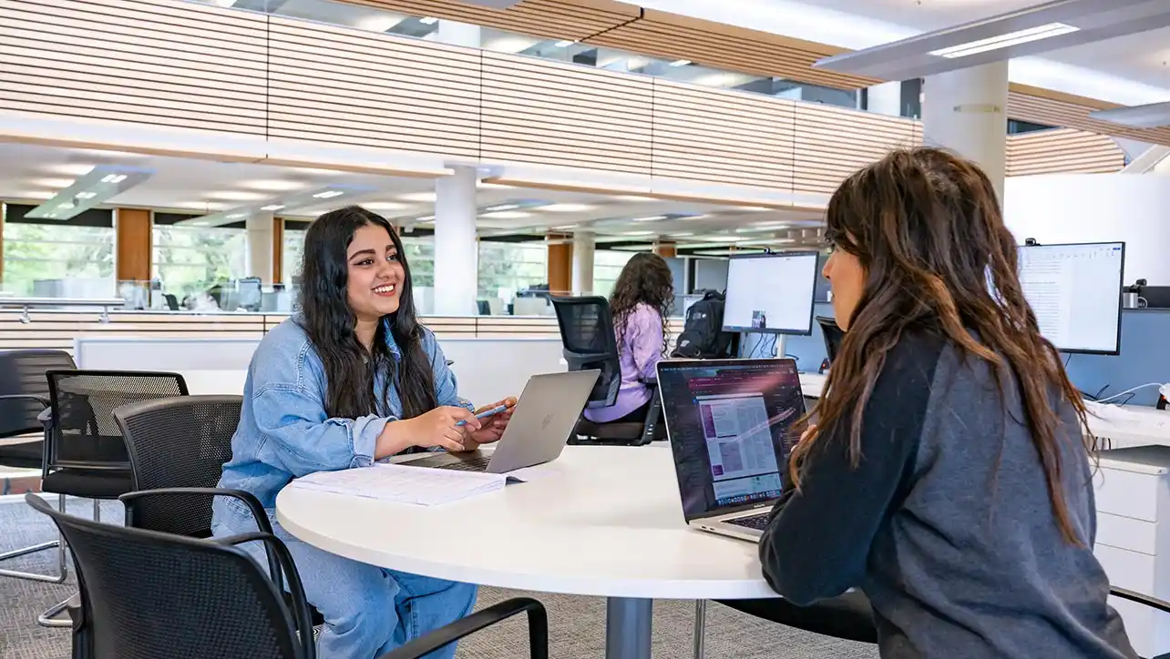Two Southampton students working together