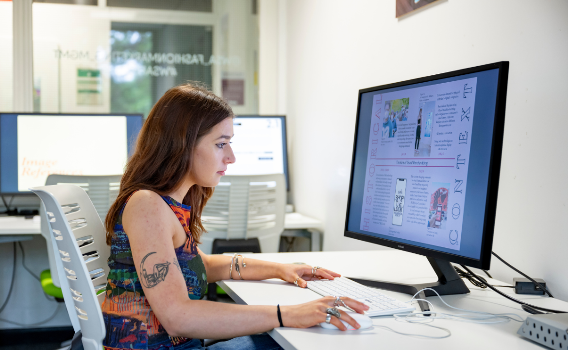 Female Southampton student working on branding design