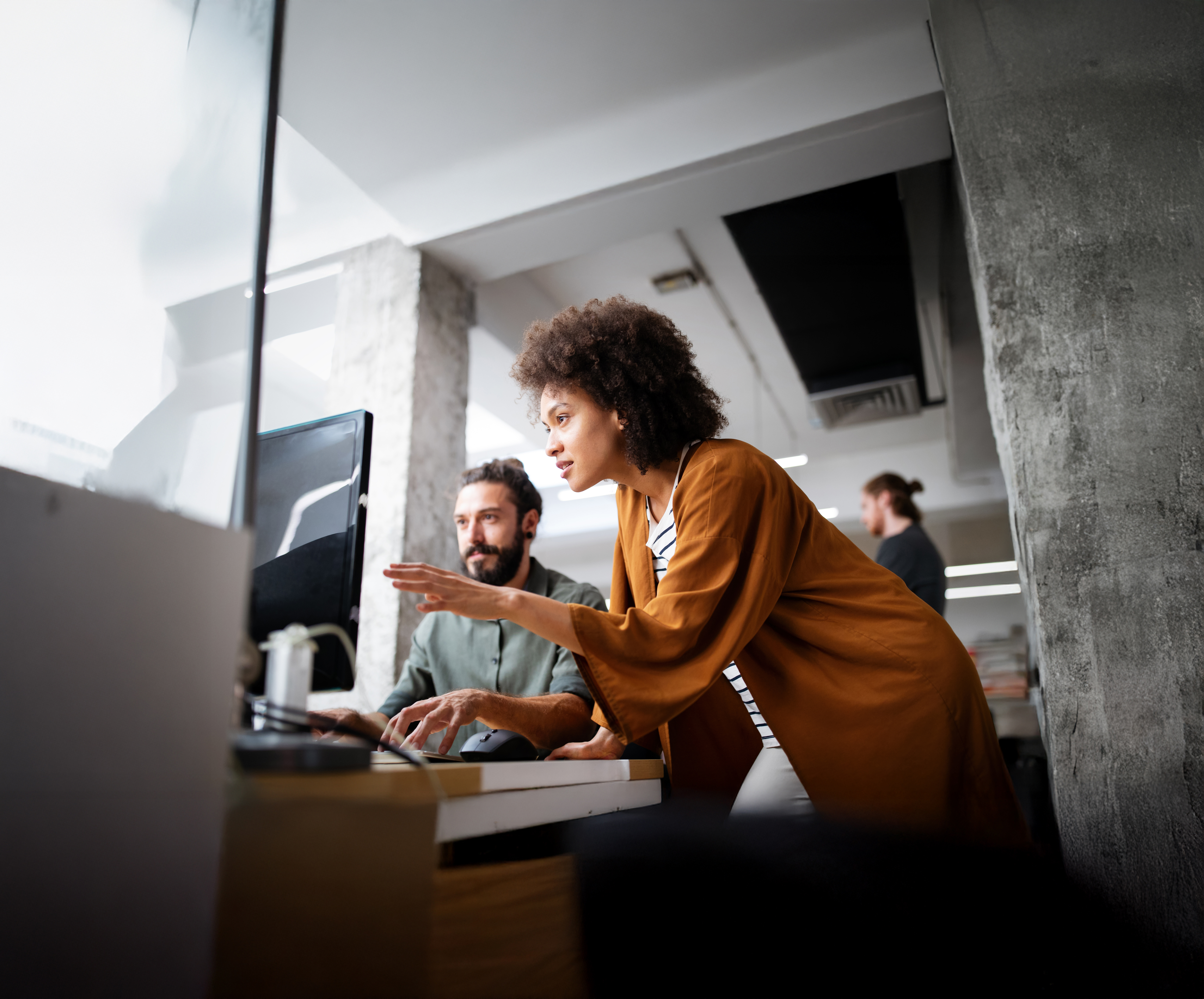 People working on a computer