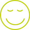 An outlined icon of a face smiling with its eyes closed
