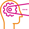 Outline icon of head with cog inside