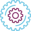 Outline icon of two cogs