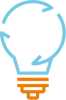 Outline icon of a lightbulb