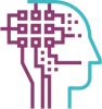 Outline icon of circuit board inside a head