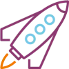 Outline icon of a rocket