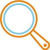 Outline icon of a magnifying glass