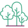 An outlined icon of three trees